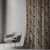 Draperie Blackout crem model ramuri cu flori maro (2025) Perdele de Poveste